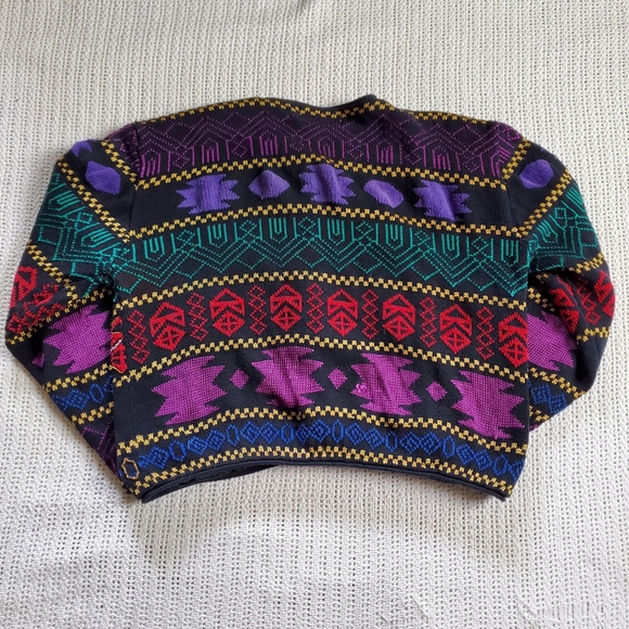 Vintage All Week Cardigan Sweater Women's Large Geometric Embroidered Beaded - Picture 2 of 11